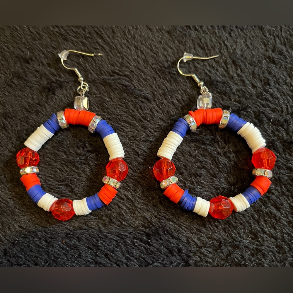 Brand New 2” Handcrafted Swarovski Crystal Red Hoop Earrings”